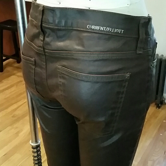 Current/Elliott Denim - Current/Elliot Brown Coated Skinny Ankle Jean